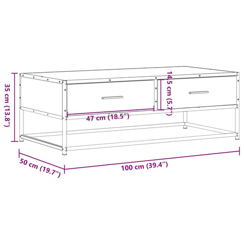 vidaXL Couchtisch Schwarz 100x50x35 cm Holzwerkstoff und Metall