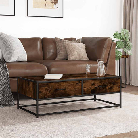 vidaXL Couchtisch Räuchereiche 100x50x35 cm Holzwerkstoff und Metall