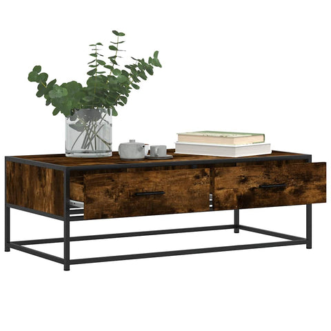 vidaXL Couchtisch Räuchereiche 100x50x35 cm Holzwerkstoff und Metall