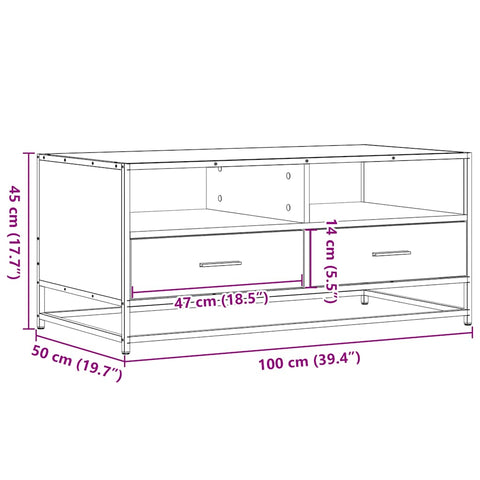 vidaXL Couchtisch Schwarz 100x50x45 cm Holzwerkstoff und Metall