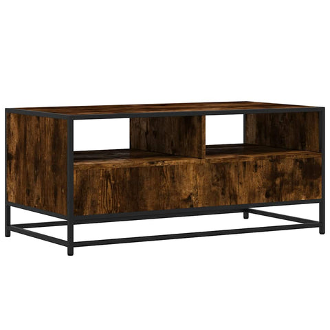 vidaXL Couchtisch Räuchereiche 100x50x45 cm Holzwerkstoff und Metall