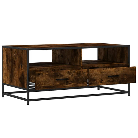 vidaXL Couchtisch Räuchereiche 100x50x45 cm Holzwerkstoff und Metall