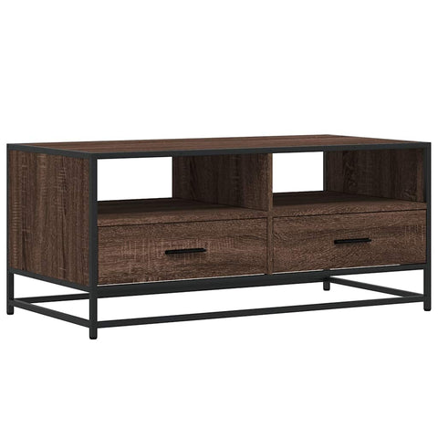 vidaXL Couchtisch Braun Eichen-Optik 100x50x45 cm Holzwerkstoff Metall