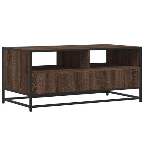 vidaXL Couchtisch Braun Eichen-Optik 100x50x45 cm Holzwerkstoff Metall