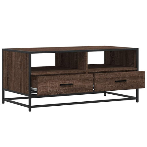 vidaXL Couchtisch Braun Eichen-Optik 100x50x45 cm Holzwerkstoff Metall