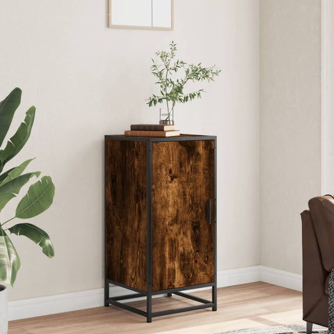 vidaXL Sideboard Räuchereiche 35,5x35x76 cm Holzwerkstoff und Metall