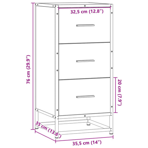 vidaXL Sideboard Schwarz 35,5x35x76 cm Holzwerkstoff und Metall