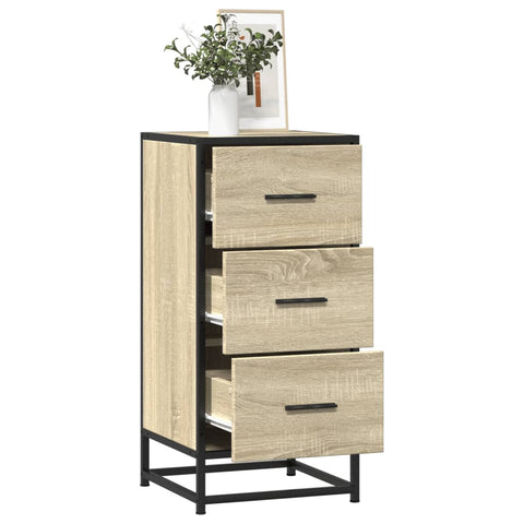 vidaXL Sideboard Sonoma-Eiche 35,5x35x76 cm Holzwerkstoff und Metall