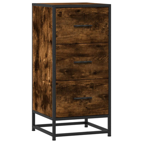 vidaXL Sideboard Räuchereiche 35,5x35x76 cm Holzwerkstoff und Metall