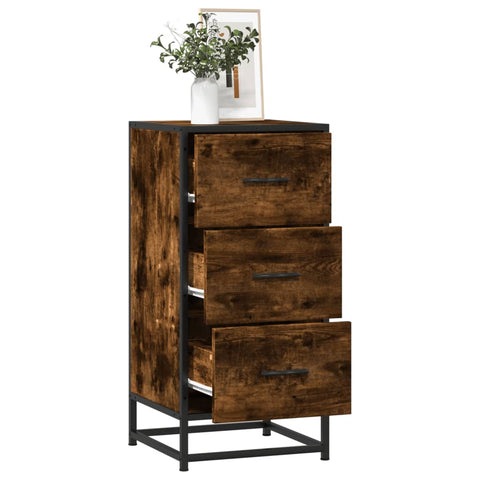 vidaXL Sideboard Räuchereiche 35,5x35x76 cm Holzwerkstoff und Metall