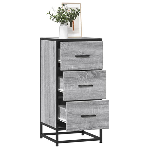 vidaXL Sideboard Grau Sonoma 35,5x35x76 cm Holzwerkstoff und Metall