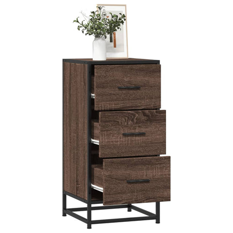 vidaXL Sideboard Braun Eichen-Optik 35,5x35x76 cm Holzwerkstoff Metall