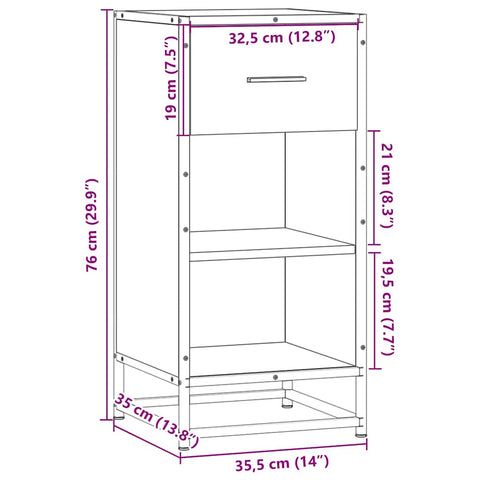 Sideboard Sonoma-Eiche 35,5x35x76 cm Holzwerkstoff und Metall