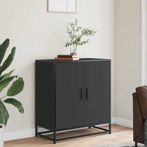 vidaXL Sideboard Schwarz 68x35x76 cm Holzwerkstoff und Metall