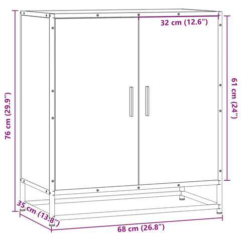 vidaXL Sideboard Räuchereiche 68x35x76 cm Holzwerkstoff und Metall