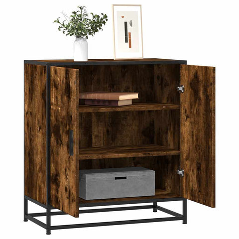 vidaXL Sideboard Räuchereiche 68x35x76 cm Holzwerkstoff und Metall