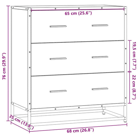 vidaXL Sideboard Schwarz 68x35x76 cm Holzwerkstoff und Metall