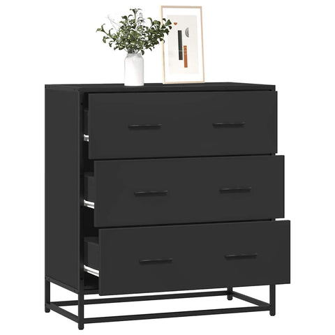 vidaXL Sideboard Schwarz 68x35x76 cm Holzwerkstoff und Metall