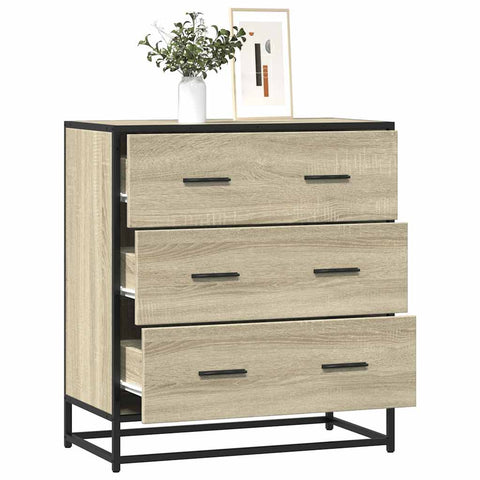 vidaXL Sideboard Sonoma-Eiche 68x35x76 cm Holzwerkstoff und Metall