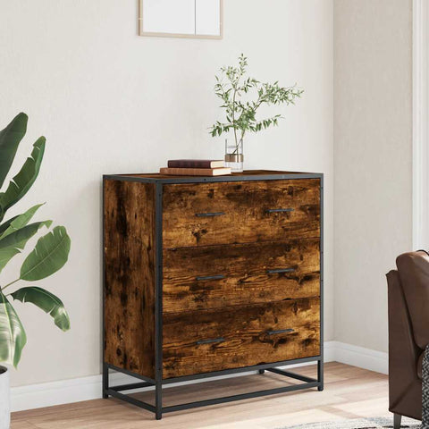 vidaXL Sideboard Räuchereiche 68x35x76 cm Holzwerkstoff und Metall