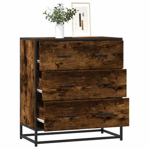 vidaXL Sideboard Räuchereiche 68x35x76 cm Holzwerkstoff und Metall