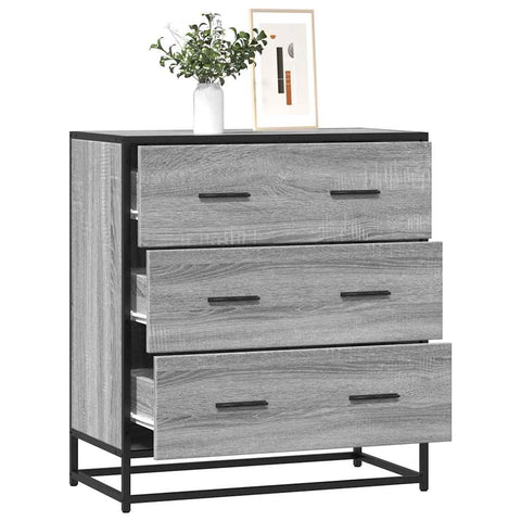 vidaXL Sideboard Grau Sonoma 68x35x76 cm Holzwerkstoff und Metall