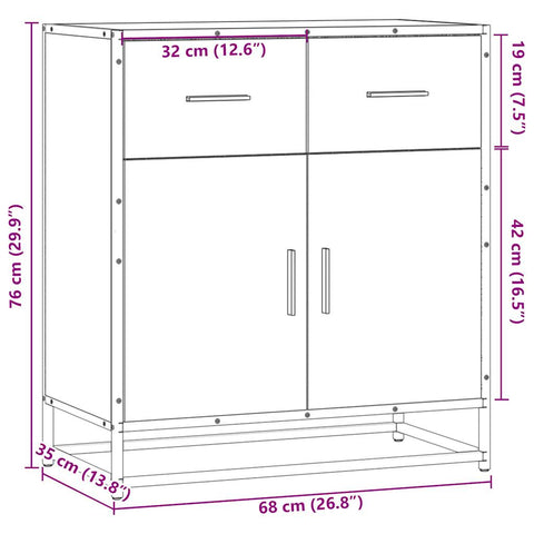 vidaXL Sideboard Sonoma-Eiche 68x35x76 cm Holzwerkstoff