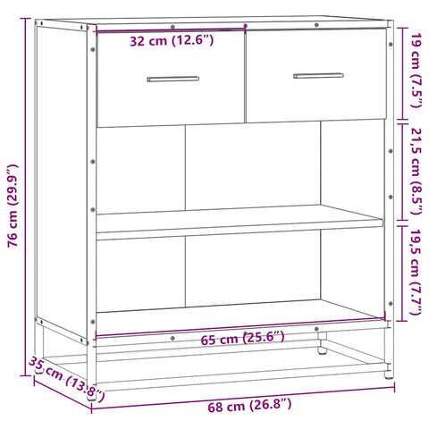 vidaXL Sideboard Sonoma-Eiche 68x35x76 cm Holzwerkstoff