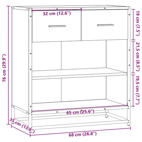 vidaXL Sideboard Grau Sonoma 68x35x76 cm Holzwerkstoff