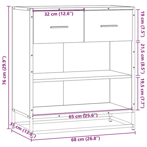 vidaXL Sideboard Braun Eichen-Optik 68x35x76 cm Holzwerkstoff