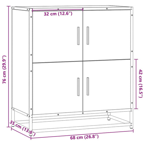 vidaXL Sideboard Räuchereiche 68x35x76 cm Holzwerkstoff