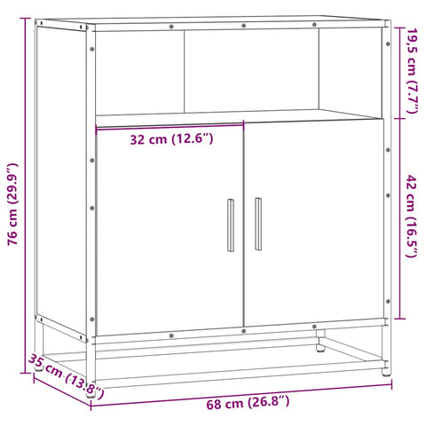 vidaXL Sideboard Sonoma-Eiche 68x35x76 cm Holzwerkstoff