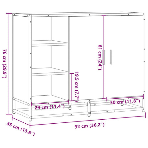 vidaXL Sideboard Sonoma-Eiche 92x35x76 cm Holzwerkstoff