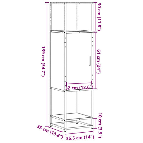 vidaXL Highboard Sonoma-Eiche 35,5x35x139 cm Holzwerkstoff Metall