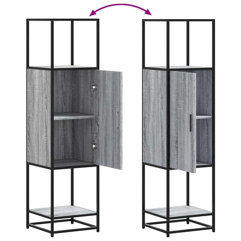 vidaXL Highboard Grau Sonoma 35,5x35x139 cm Holzwerkstoff und Metall