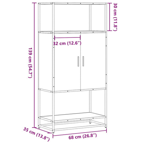 vidaXL Highboard Schwarz 68x35x139 cm Holzwerkstoff und Metall