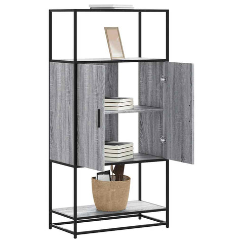 vidaXL Highboard Grau Sonoma 68x35x139 cm Holzwerkstoff und Metall