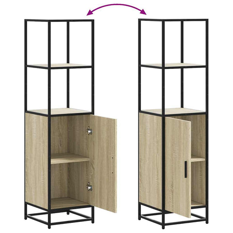 vidaXL Highboard Sonoma-Eiche 35,5x35x139 cm Holzwerkstoff Metall