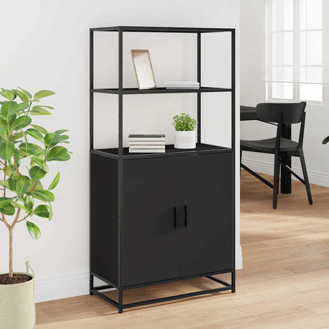 vidaXL Highboard Schwarz 68x35x139 cm Holzwerkstoff und Metall