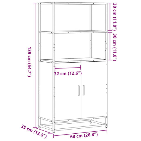 vidaXL Highboard Schwarz 68x35x139 cm Holzwerkstoff und Metall