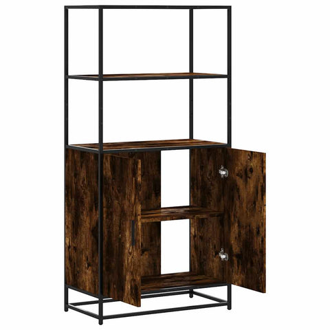 vidaXL Highboard Räuchereiche 68x35x139 cm Holzwerkstoff und Metall