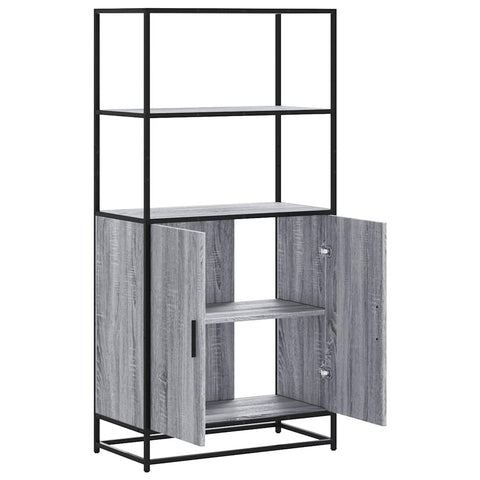 vidaXL Highboard Grau Sonoma 68x35x139 cm Holzwerkstoff und Metall