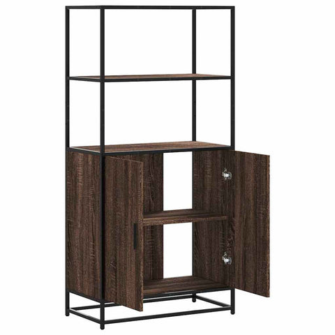 vidaXL Highboard Braun Eichen-Optik 68x35x139 cm Holzwerkstoff Metall