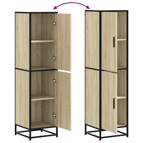 vidaXL Highboard Sonoma-Eiche 35,5x35x139 cm Holzwerkstoff Metall