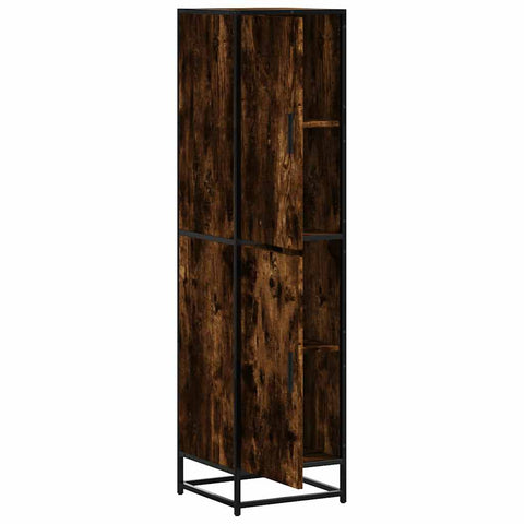 vidaXL Highboard Räuchereiche 35,5x35x139 cm Holzwerkstoff Metall