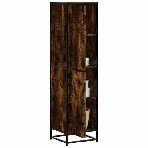 vidaXL Highboard Räuchereiche 35,5x35x139 cm Holzwerkstoff Metall