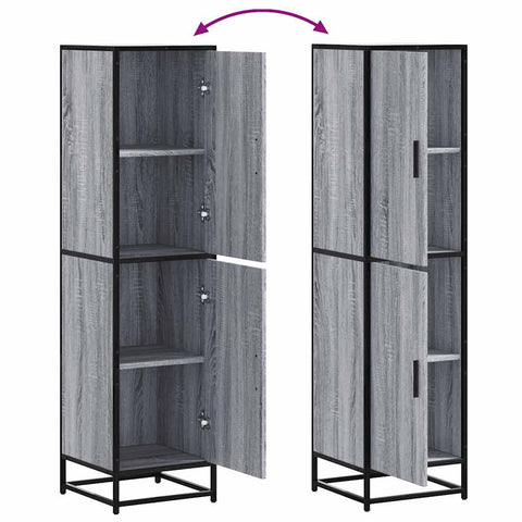 vidaXL Highboard Grau Sonoma 35,5x35x139 cm Holzwerkstoff und Metall