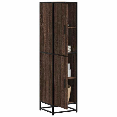 vidaXL Highboard Braun Eichen-Optik 35,5x35x139cm Holzwerkstoff Metall