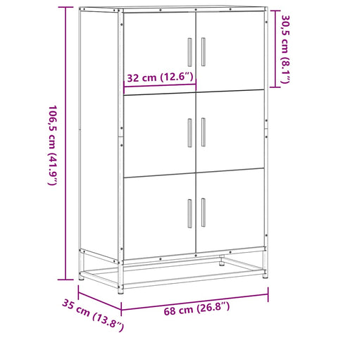 vidaXL Highboard Schwarz 68x35x106,5 cm Holzwerkstoff und Metall