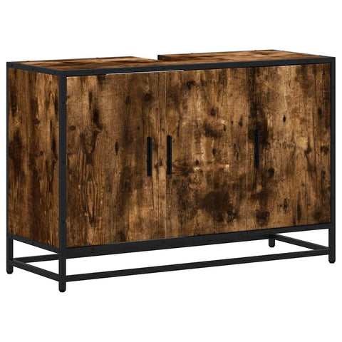 vidaXL Waschbeckenunterschrank Räuchereiche 90x33x60 cm Holzwerkstoff